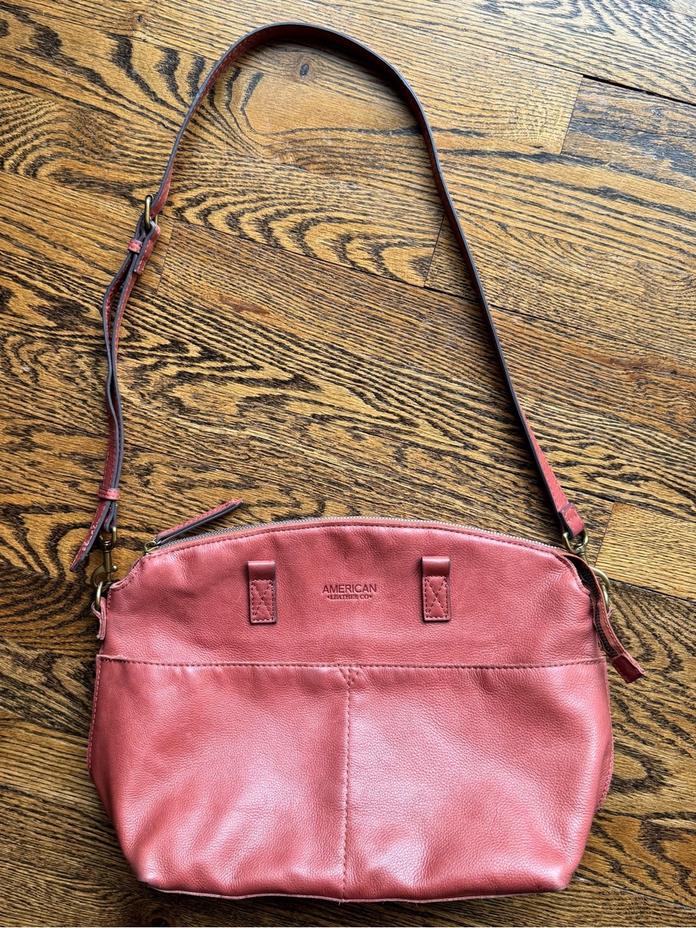 American Leather Co Coral Brown Carrie Dome Satchel Crossbody Bag